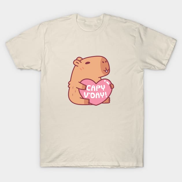 Cute Capybara Capy Vday Valentines Day Pun T-Shirt by rustydoodle